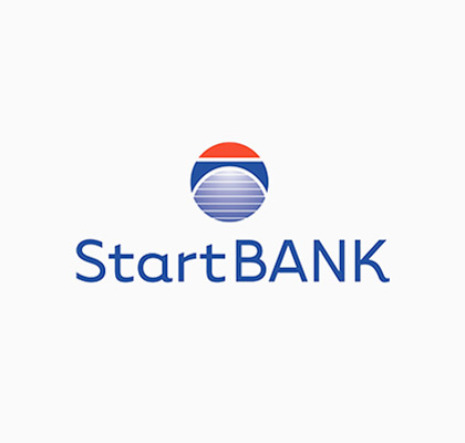 Logoen til StartBANK med hvit bakgrunn.